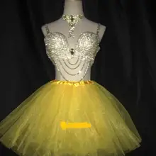 Блестящие стразы сексуальный перспективный боди для женщин ночной клуб платье бар танец сцена слитный купальник для вечеринок костюм для праздника платья