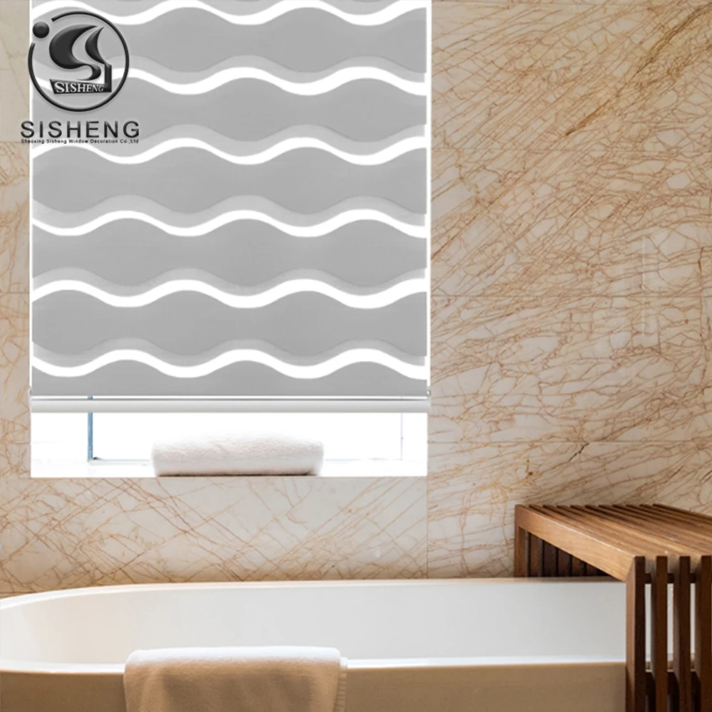 US $550.00 Free Shipping Plain Color Adjust Light SemiBlackout Wave Zebra Blind For Home Shade