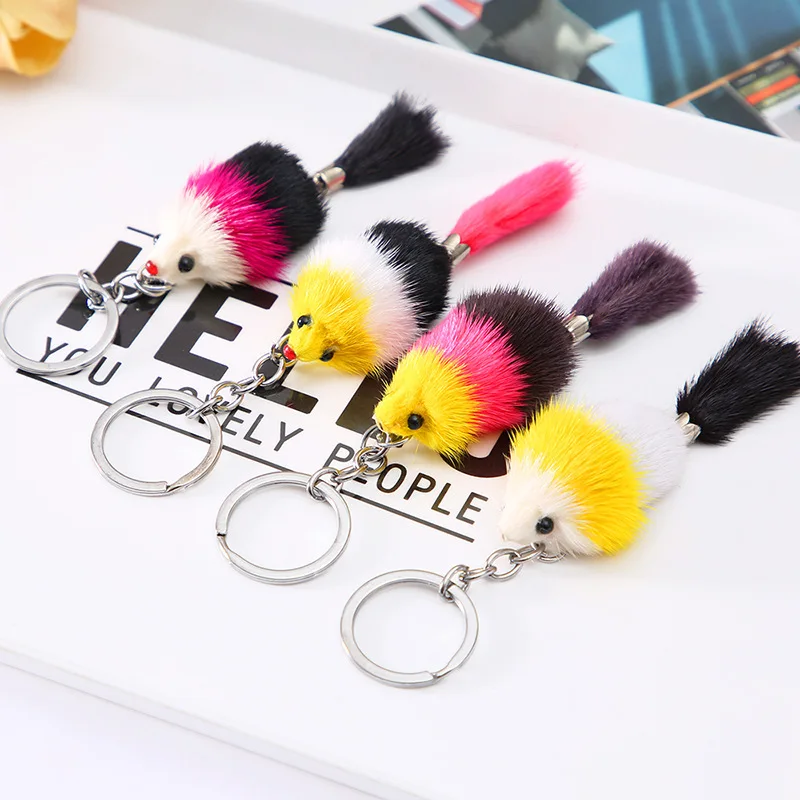 

Rex rabbit fur color little fox car key pendant key ring plush toy doll