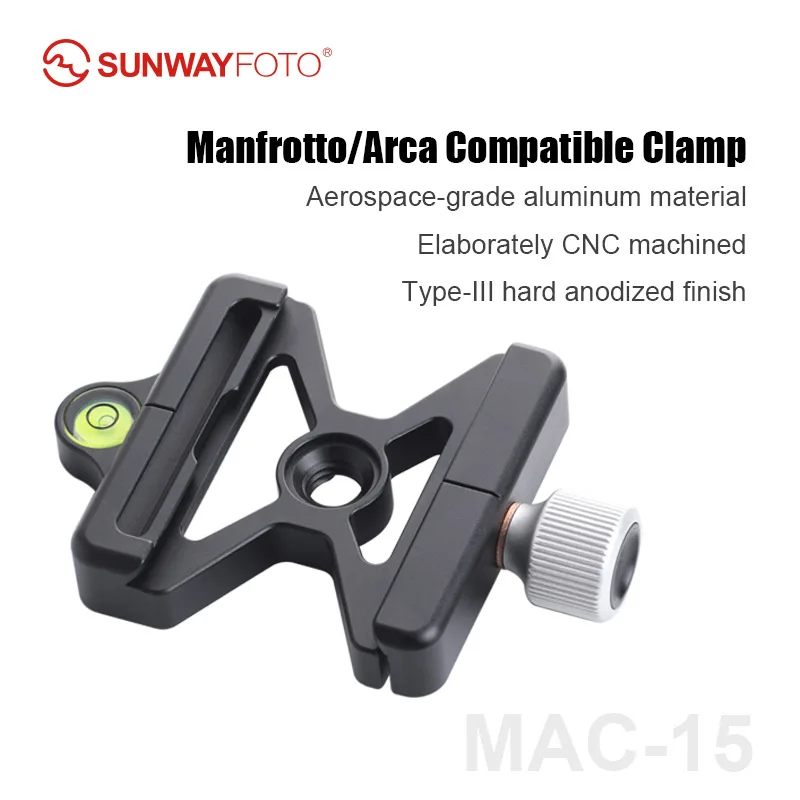 

SUNWAYFOTO MAC-15 Tripod Ballhead Quick Release Clamp, Arca,RRS, 200PL-14 QR Plate Compatible, DSLR Camera Accessory