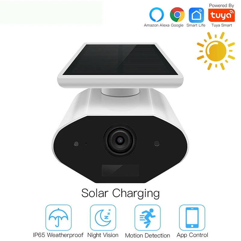 

HD 1080P Tuya Smart Camera Outdoor Solar Camera Network Two-way Audio IP65 Wiring Free Work with Alexa Echo Google Assistant