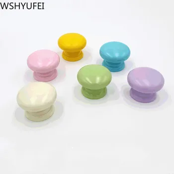 

WSHYUFEI Children Wooden Color Knobs Kitchen Cabinet Door Handles Wardrobe Cupboard Handle Drawer Knobs Furniture Pulls 4 PCS