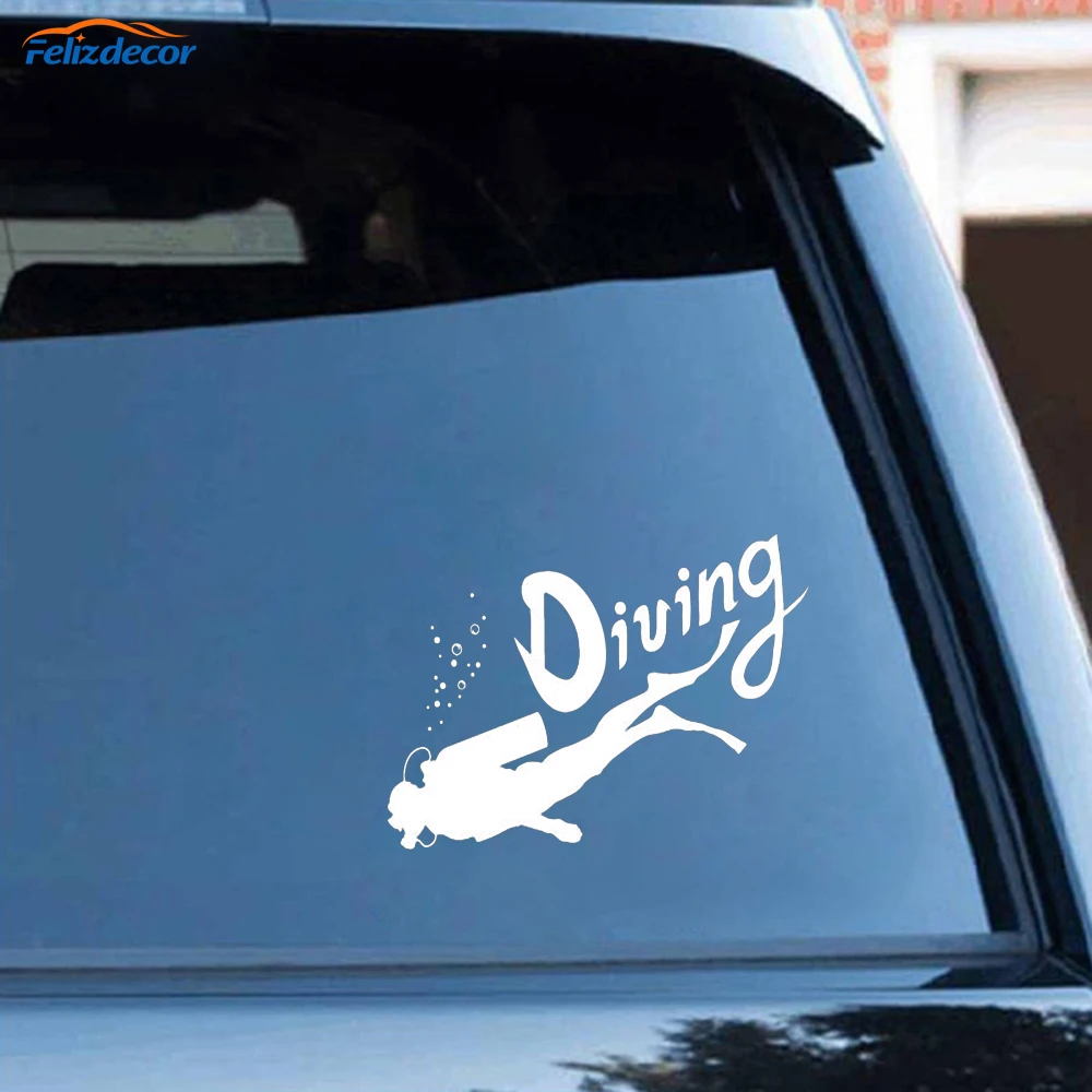 Black/Silver Diving Club Scuba Diver Fashion Car Styling Car Accessories Stickers Vinyl Decoration C408