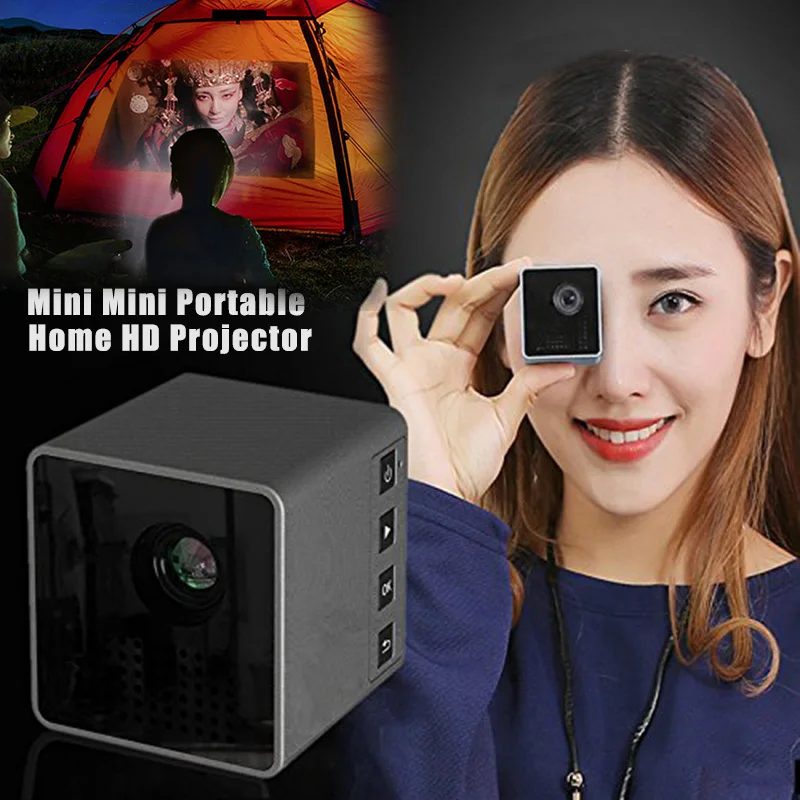 

New P1S Mini Cube Projector DLP HD 1080P Home Cinema Projectors Wireless Portable WiFi for Smartphone DOM668