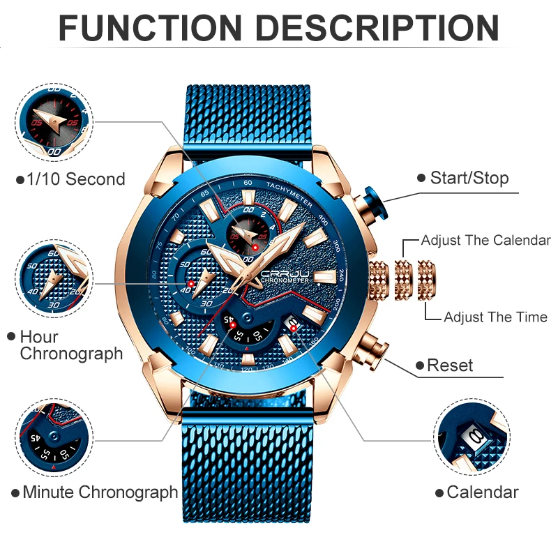 CRRJU часы для мужчин Топ бренд мода Бизнес Кварцевые мужские s часы полная сталь водонепроницаемые наручные часы Аналоговые часы Relogio Masculino