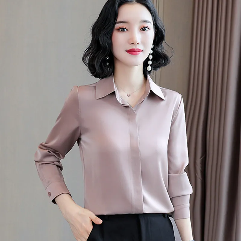 

Heavyweight Silk Women Shirts Woman Satin Shirt Women Long Sleeve Shirts Woman Silk Blouses Plus Size Blusas Femininas Elegante