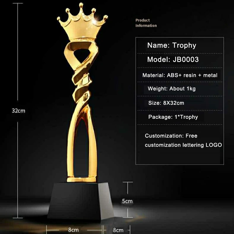 12.6 Free Crown Trophy Golden Cups Trophy Award Champions Winner Educational Props Trofeo Reward Best Prize