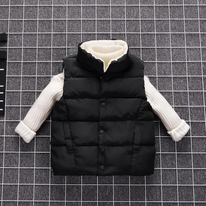 Black Зимний утепленный хлопковый жилет для мальчиков и девочек - Color: Black