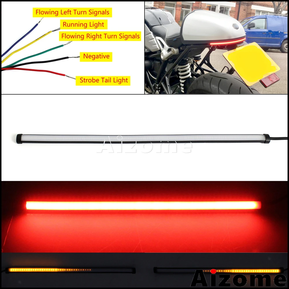 45cm Flexible Brake Tail Lights LED Strip Sequential Switchback Strobe Stop Taillight w/ Flowing Turn Light| | -
