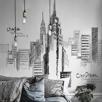 

Large Tall City Buildings Set Wall Stickers PVC DIY Mural Art for Living Room Sofa Decoration Background Decor Home Wall Paper