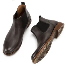Formal Mens Chelsea Boots Handmade Retro Platform Shoes Round Toe Men's Natural Genuine Leather Brogue Ankle Boots Formal Mens Chelsea Boots Handmade Retro Platform Shoes Round Toe Men's Natural Genuine Leather Brogue Ankle Boots