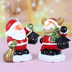 Merry Christmas Elderly Doll Craft Retro LED Night Light DIY Santa Claus Snowman Pattern Light TV cabinet Desktop Decoration