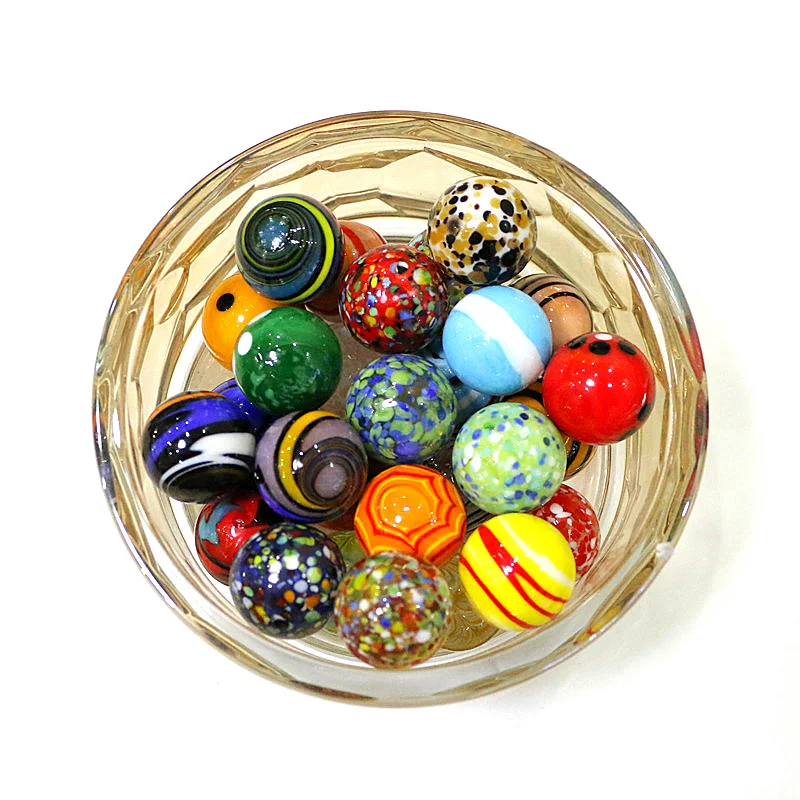 25MM Custom Colorful Handmade Murano Glass Marbles Balls Ornaments Home Vase Bonsai Decor Accessories Game Pinball Toys For Kids