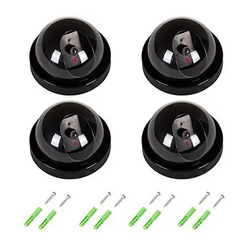 

4 Fake Dummy Dome Surveillance Security Camera with LED Sensor Light