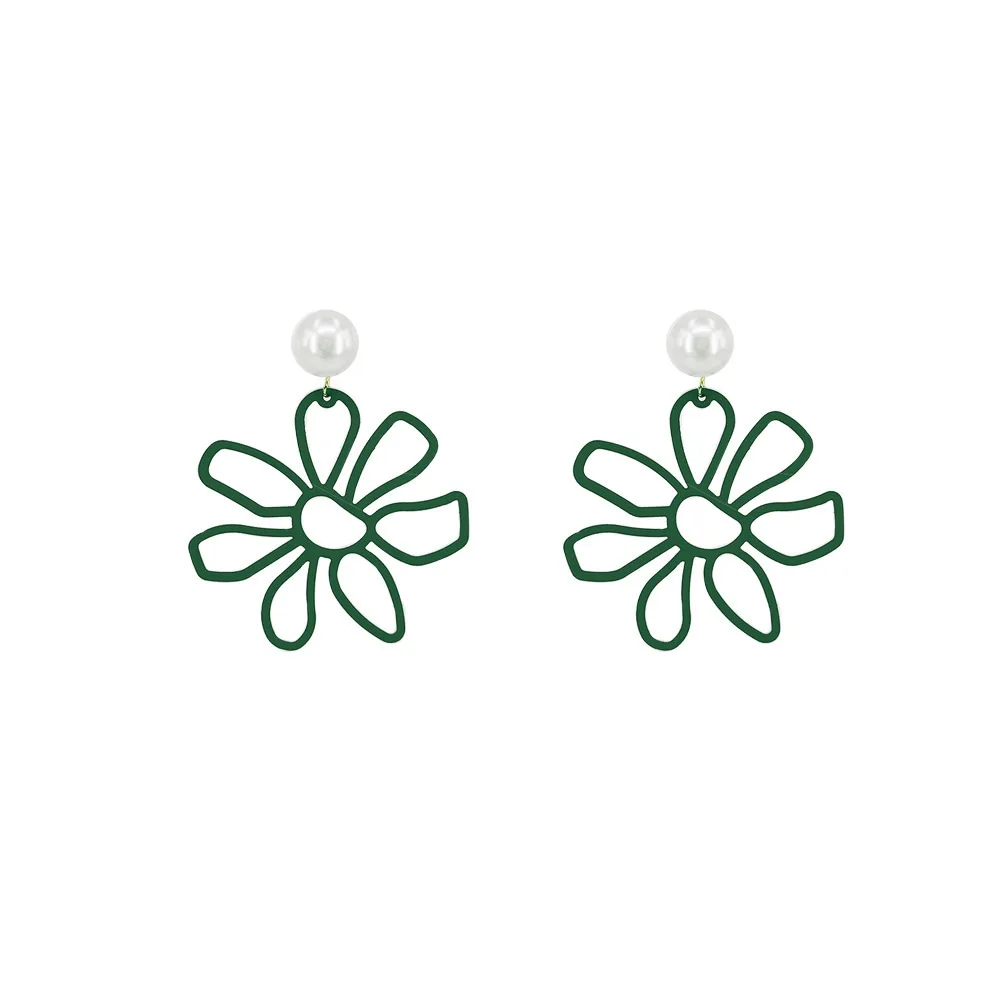 Fashion Jewelry Green Geometric Acrylic Wood Dangle Drop Earrings Women