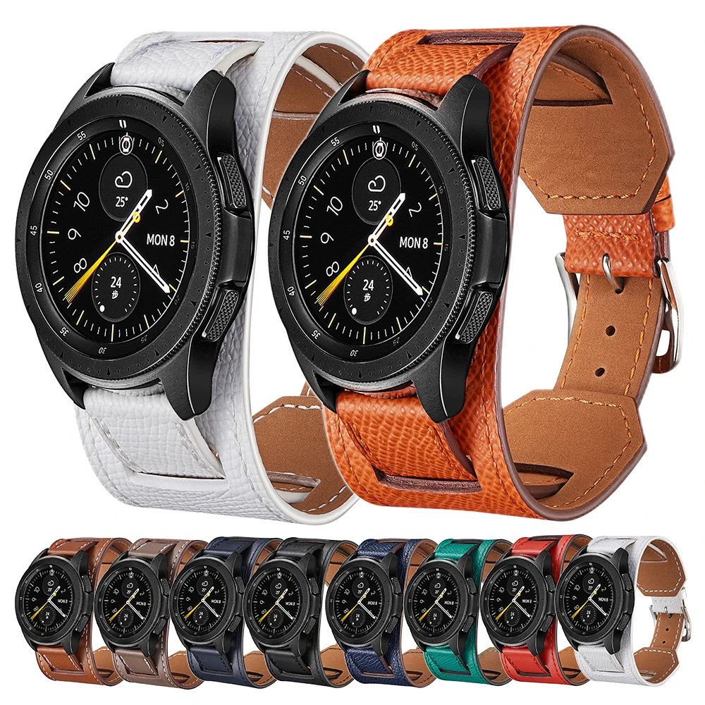 

22 20mm leather Strap For Garmin Vivoactive 3 Samsung Gear S2 Active 2 Galaxy 46mm 42 Amazfit 2 3 GTR 42mm Smart Bracelet Wrist
