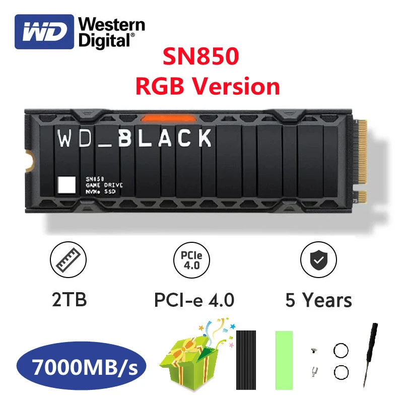 Western Digital WD BLACK SN850 RGB NVMe M2 SSD 500GB 1TB 2T Internal