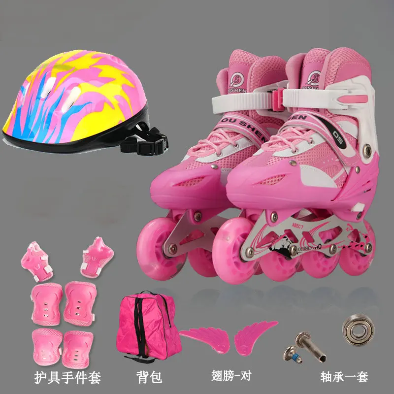 thumbnail image 1 of Juego de patines de cuatro ruedas ajustables para niños, patines de una sola fila con flash completo y fila recta, 1 of 5
