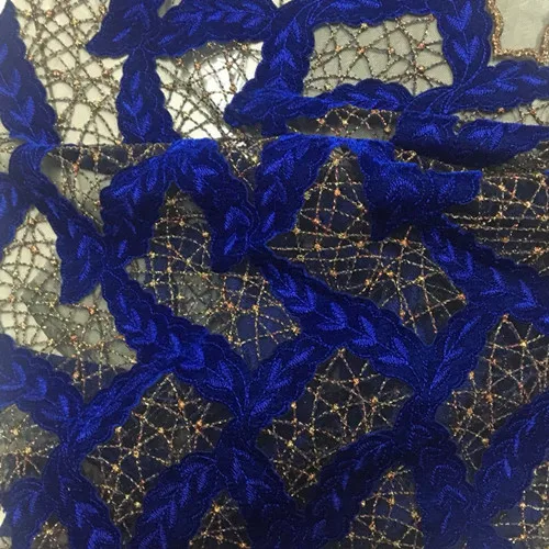 royal blue Высокое качество африканская DIY цветочная кружевная ткань нигерийские вышитые кружева ткань французская швейцарская вуаль кружевная ткань для свадебной вечеринки - Цвет: royal blue