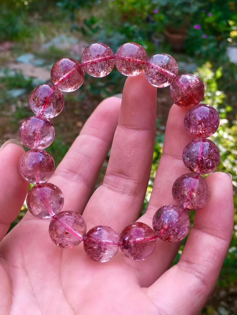 13 мм натуральный Lepidocrocite кварцевый браслет женский красный супер 7 Круглый бисер стрейч драгоценный камень ювелирные изделия AAAAAA сертификат