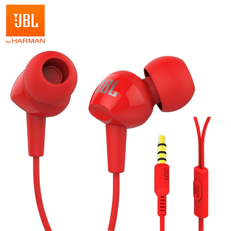 JBL C100Si, оригинал, 3,5 мм, проводные стерео наушники, глубокий бас, музыка, Спортивная гарнитура, наушники для бега, громкая связь с микрофоном-in Наушники и гарнитуры from Бытовая электроника on AliExpress 