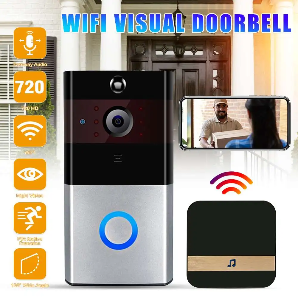 

WiFi Wireless Doorbell Smart Infrared Monitoring Night Vision Home Security Camera Door Bell Support APP Control/PIR Detection