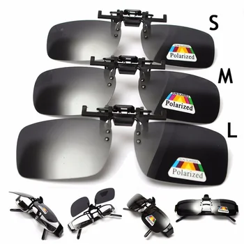 Grey Lenses Polarized Sunglasses Clip On Flip Up UV 380 Driving Glasses 1