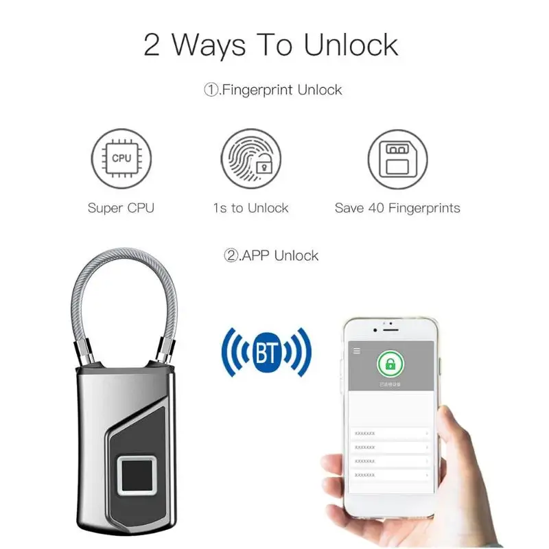 Anytek L1+ USB Bluetooth Водонепроницаемый умный замок без ключа замок отпечатков пальцев Противоугонный IP66 Чехол для багажа безопасный замок