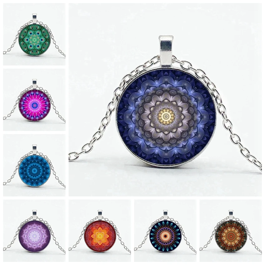 Новое женское ожерелье с подвеской из круглого стекла различными схемами