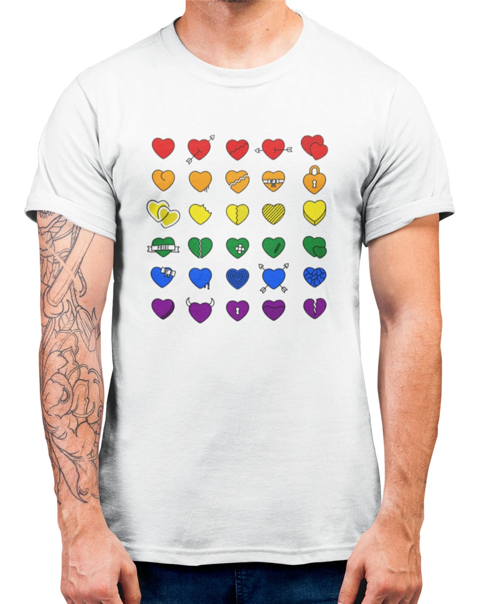Футболка с надписью Love Hearts Gay Pride Equality Винтажная футболка радужным дизайном