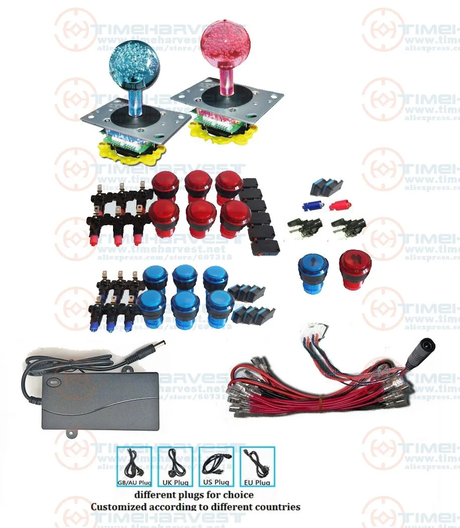 DIY Arcade Game controller parts kit LED Illuminated chrome push button