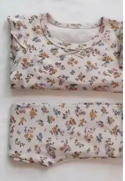 Пижамы для девочек; комплект одежды с цветочным рисунком; хлопковый комплект одежды для маленьких девочек - Цвет: B