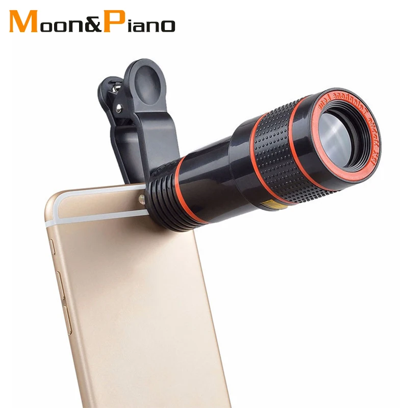 12X Telephoto Lens Clip Optical Zoom Monocular Telescope Phone Camera Adjustable With Universal Clip for Smart Mobile Phones