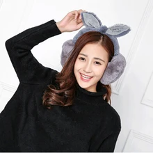 Элегантные зимние наушники с кроличьим мехом для женщин, регулируемые милые теплые наушники, теплые наушники, подарки для девочек, модный бренд