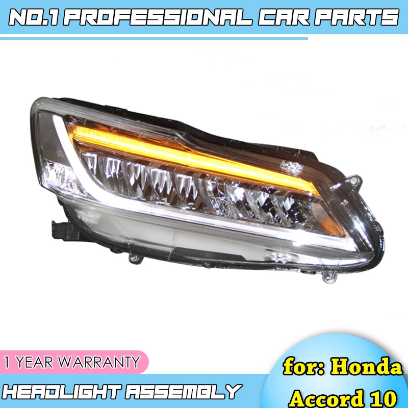 car accessories for Honda Accord 10th Headlights 2016 2017 LED High Beam Low With Yellow Turning Signal Bar | Автомобили и