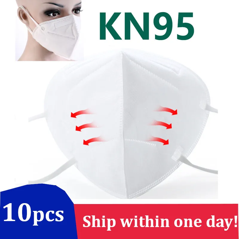 

10pcs KN95 Virus Mask Face Mouth Mask Anti Infection Dust Protection Masks PM2.5 Filter 95% N95 Features as KF94 FFP2 Masks