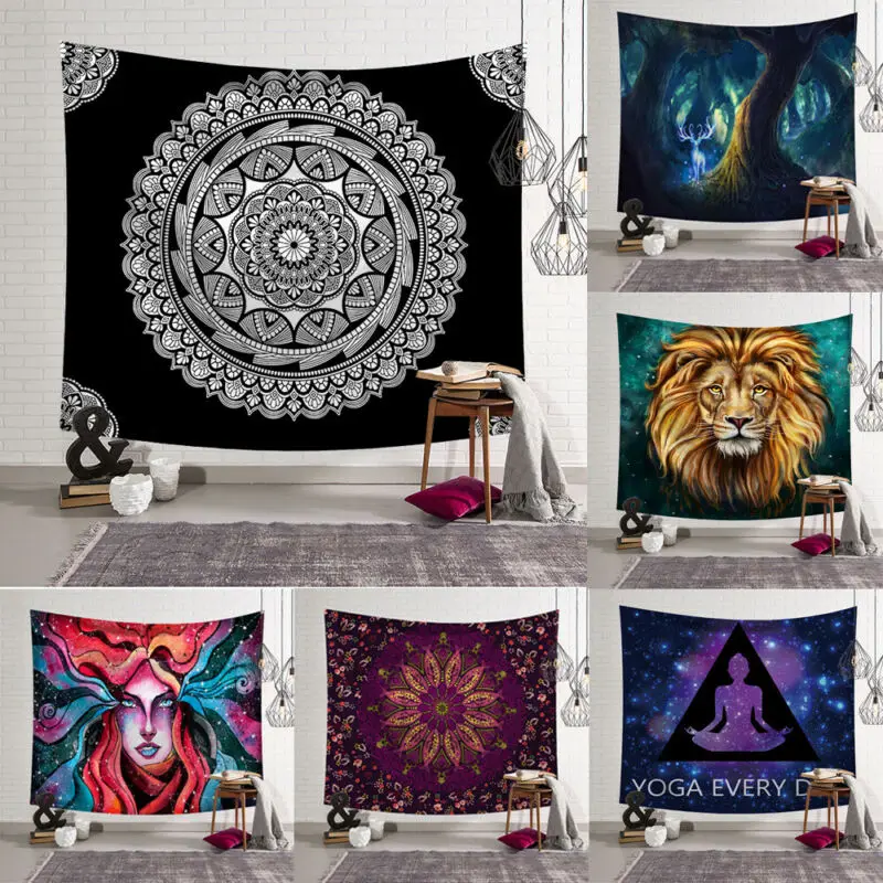 

Mandala Skull Tapestry Wall Hanging Moon Phase Change Tapestries Bedroom Decor