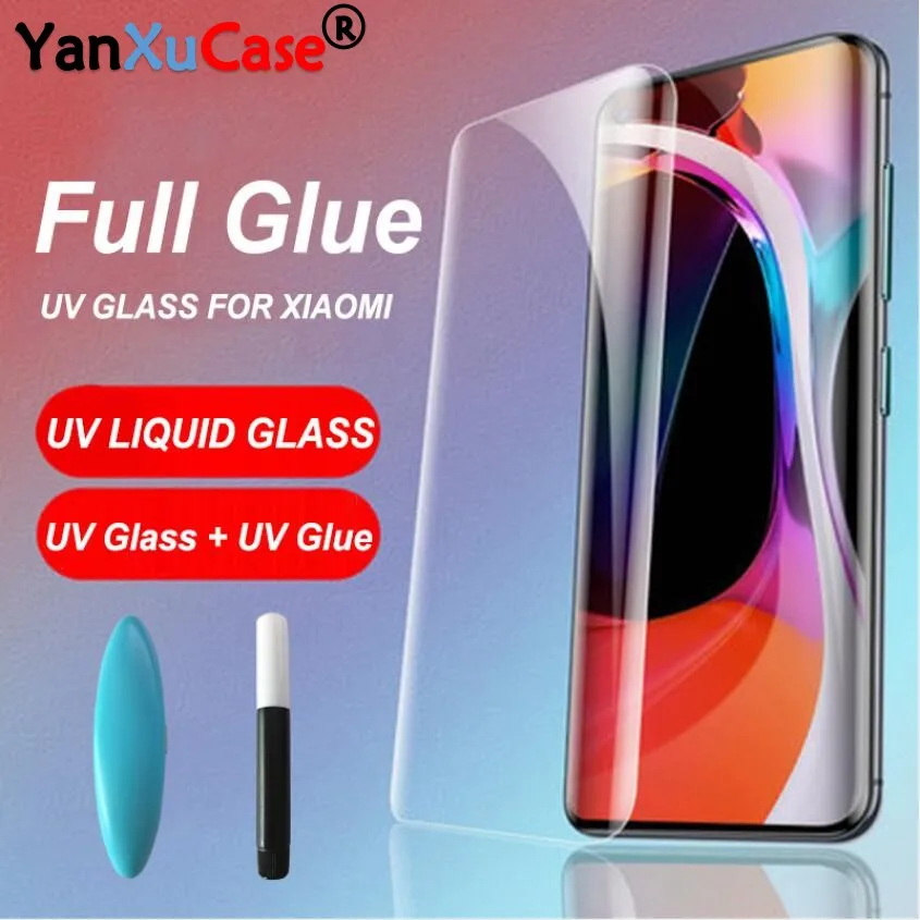 10Pcs/Lot UV Tempered Glass For Xiaomi Mi10 Mi10Pro UV Glass For Note 10 Ultra Full Liquid Screen Protector For Xiaomi CC9pro