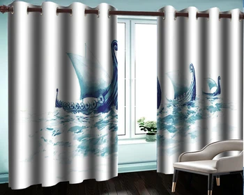 

3d European Style Curtain 3d Beautiful Bedroom Curtain Vintage Sailing Romantic Landscape Decoration 3d Blackout Curtains