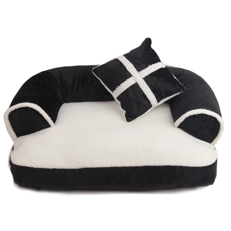 

Double-Layer Pet Dog Sofa Bed with Pillow Removable and Soft Wool Pet Nest
