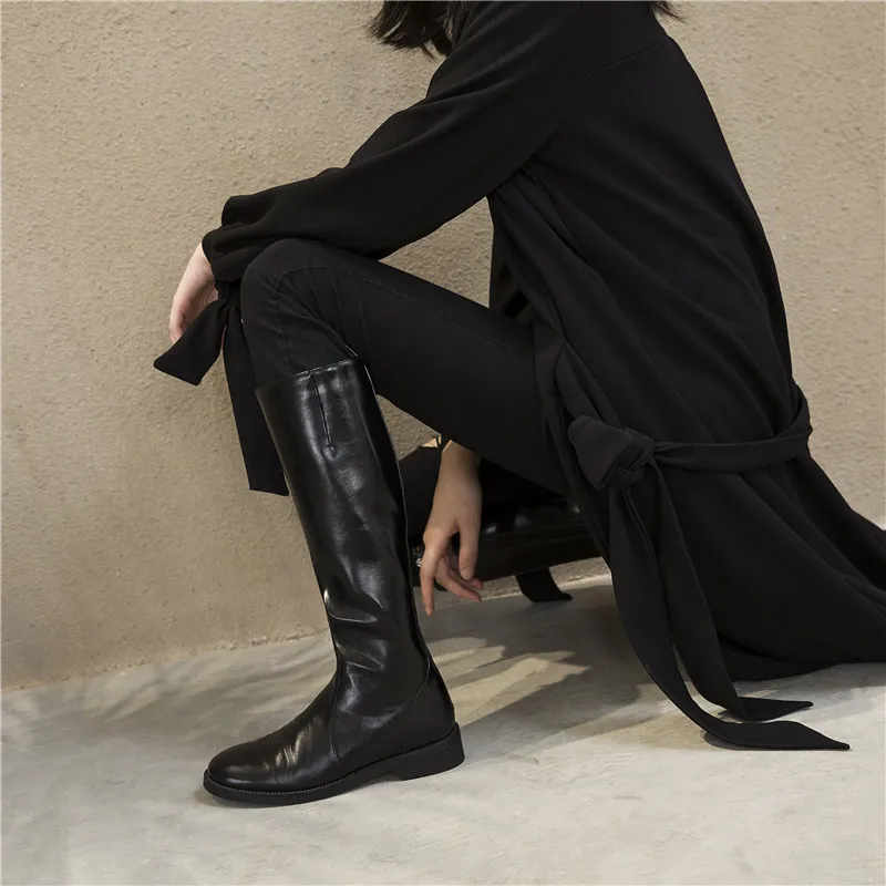FEDONAS/модные женские ботинки в стиле панк; Осень Зима; теплые мотоботы из натуральной кожи в британском стиле; вечерние сапоги до колена; женская обувь