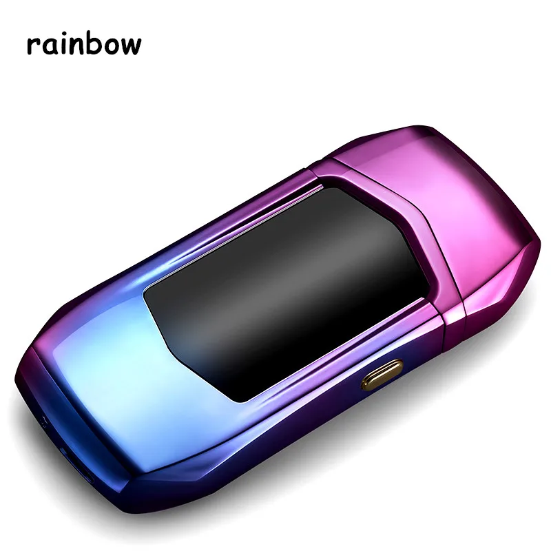 Небесно-голубой Отпечаток пальца USB перезарядка для курения Электрический подарок металлическая зажигалка для бойфренда отца подруги подарок на Рождество - Цвет: Небесно-голубой