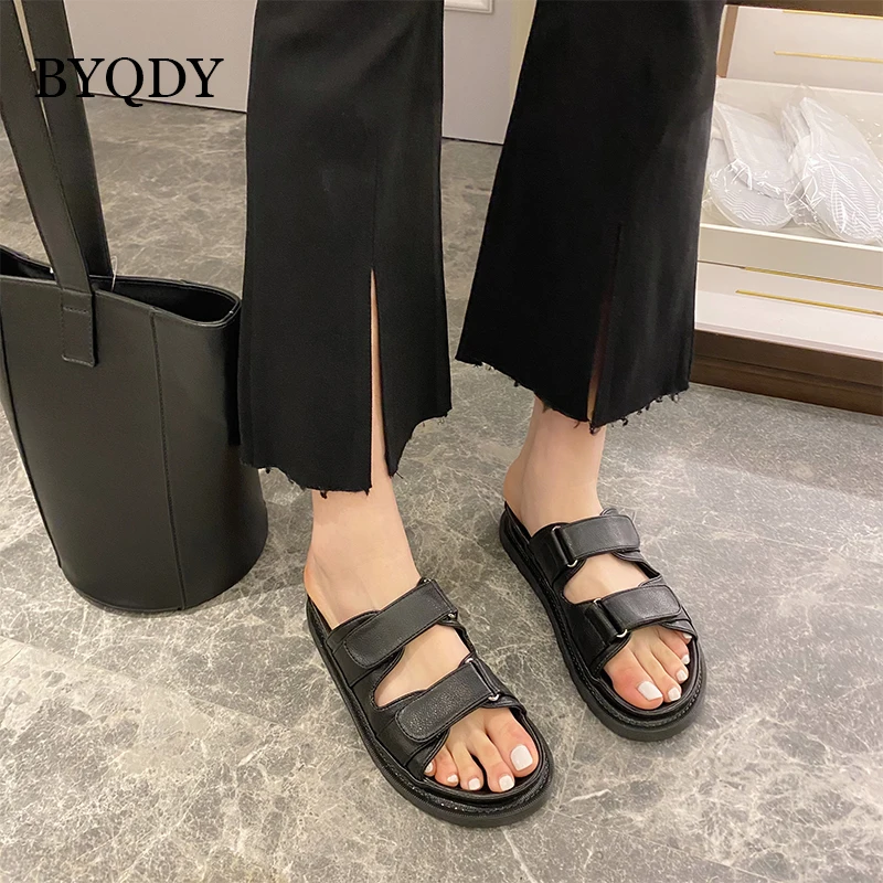 

BYQDY Summer Women Open Toe Sandals Gladiator Shoes Casual Prom Female Sandals Hook Loop Women Flat Peep Toe Sandals Quality