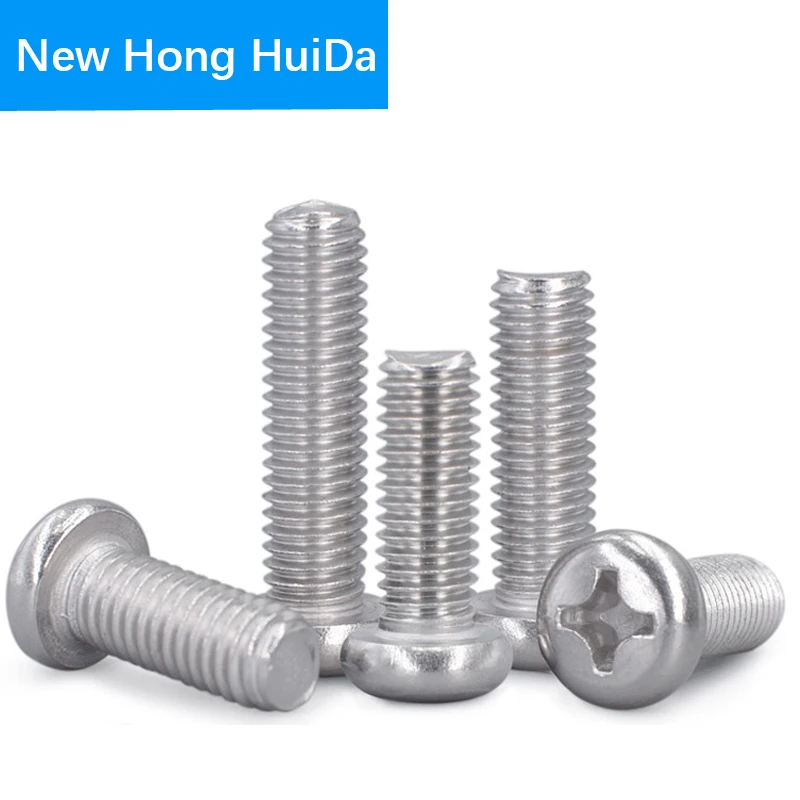 

10pcs 2-56 4-40 6-32 8-32 10-24 Phillips Cross Round Head Machine Screw Metric Pan Head Bolt 304 Stainless Steel