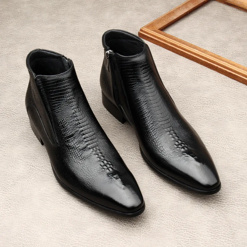 Handmade Brand Men Ankle Boots Luxury Genuine Leather Fashion Designer ...
