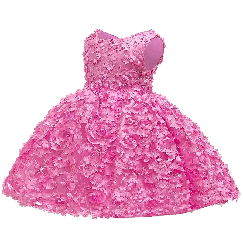Платье для маленьких девочек вечерние, свадебные платья для девочек, платье-пачка с цветочным рисунком платье на день рождения для малыша, платье на крестины, платье для девочек, es - Цвет: pink