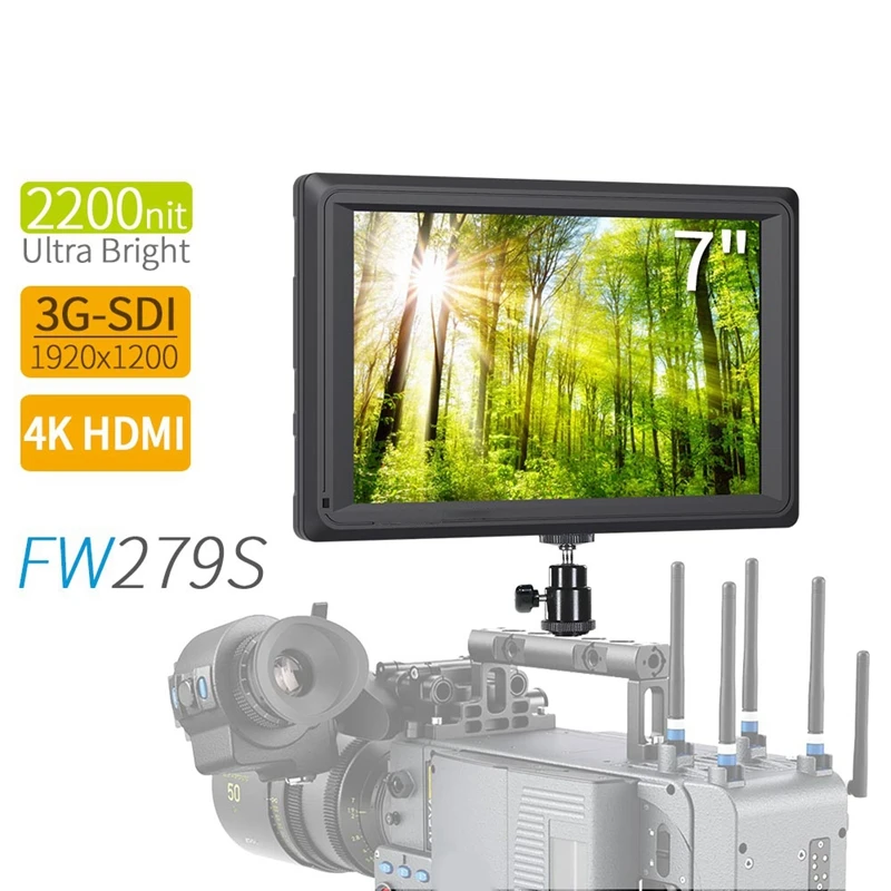 Fw279S 7 дюймов 4K Hdmi 3G-Sdi 2200Nit дневного света для просмотра 1920X1200 на Камера поле для контроля уровня сахара в крови с гистограммой, для помощи в