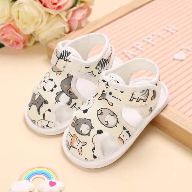 2021 NEW 0-18Months Kids Newborn Baby Boys Fashion Summer Soft Crib Shoes First Walker Anti Slip Sandals Shoes Soft Sole B272 Rice white