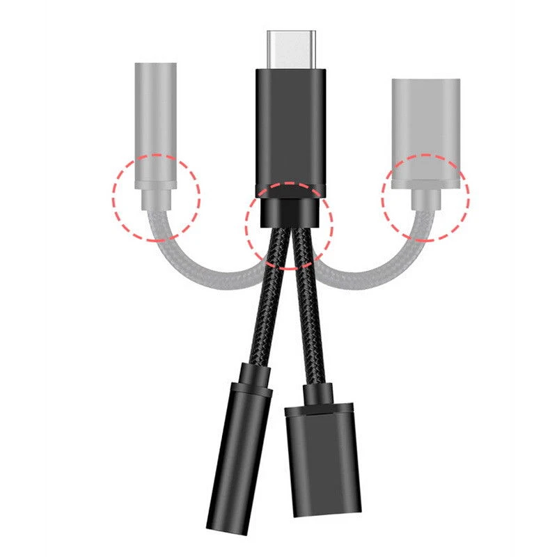 2 в 1 type-C к type C 3,5 мм наушники Aux адаптер с аудиоразъемом USB C разветвитель зарядный кабель для Xiaomi Mi 8 Redmi; Huawei samsung