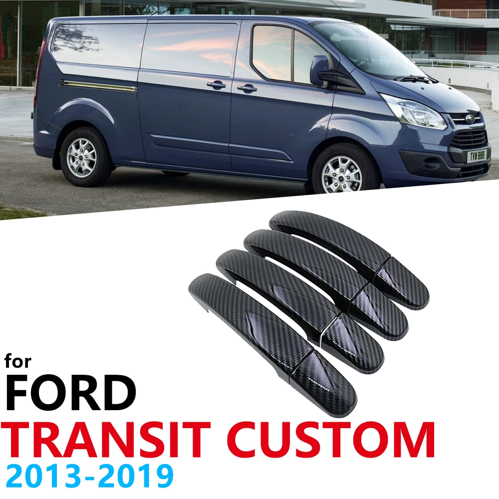 Глянцевые черные ручки из углеродного волокна для защиты двери Ford Transit Custom 2013 ~ 2019